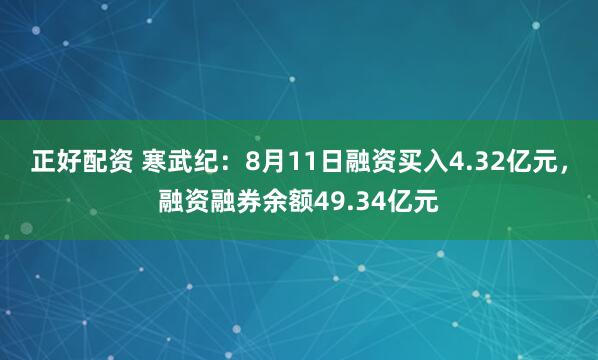 正好配资 寒武纪：8月11日融资买入4.32亿元，融资融券余额49.34亿元